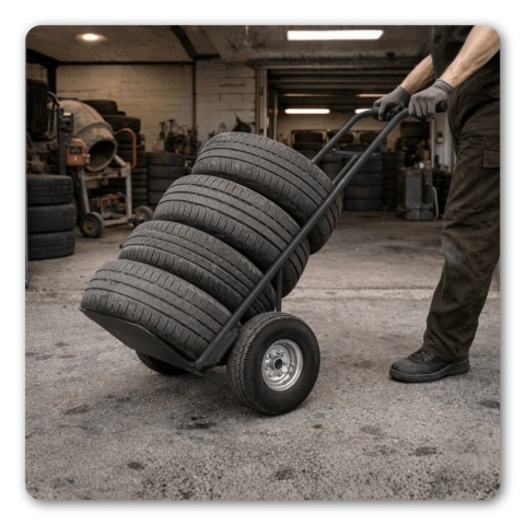 wózek magazynowy transportowy 200kg stalowy koła pneumatyczne magazyn ogród